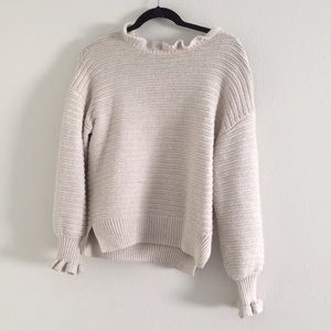 Madewell Cream Ruffle Sweater